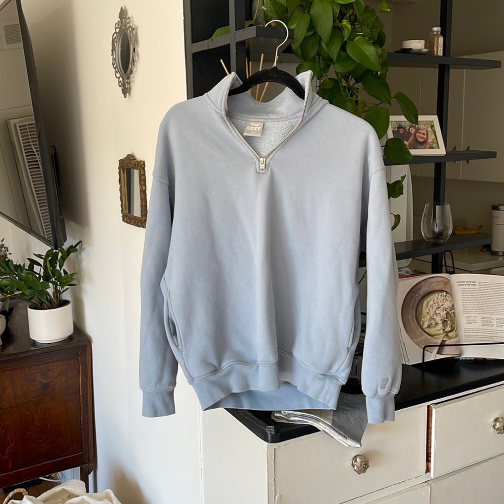 Aritzia TNA cozy fleece light blue size small